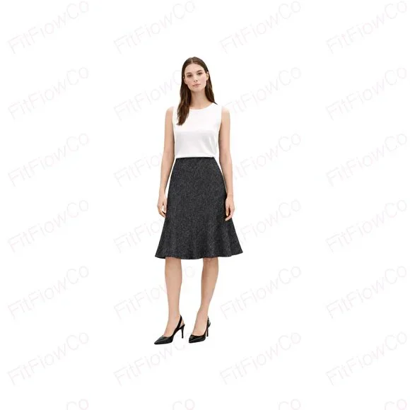 Calvin Klein Black Textured A-Line Skirt Salt & Pepper Size 6 Line - Picture 1 of 7
